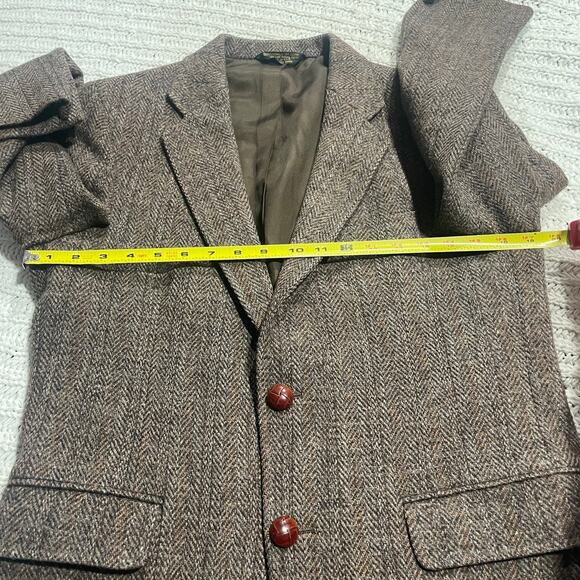 VTG Harris Tweed 2 Button Blazer Herringbone Mens Sz 38 Handwoven Scottish Wool - Picture 4 of 14